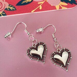 Valentine Heart Love Silver Tone Earrings